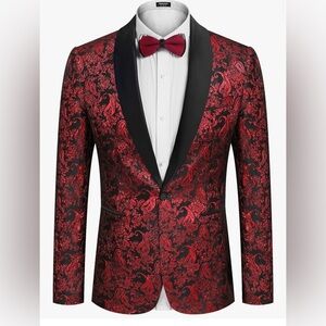 Men's Red Paisley Tuxedo Blazer